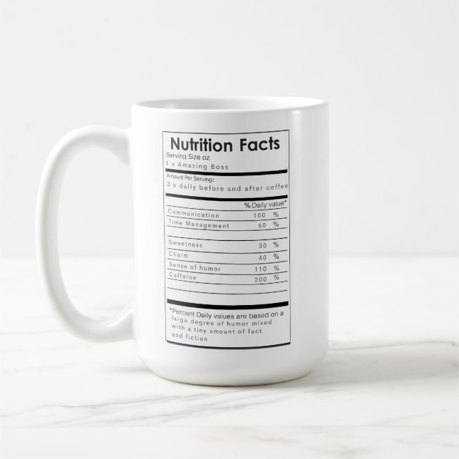 Taza De Café Hechos nutricionales divertidos de un gran softwar (Izquierda)