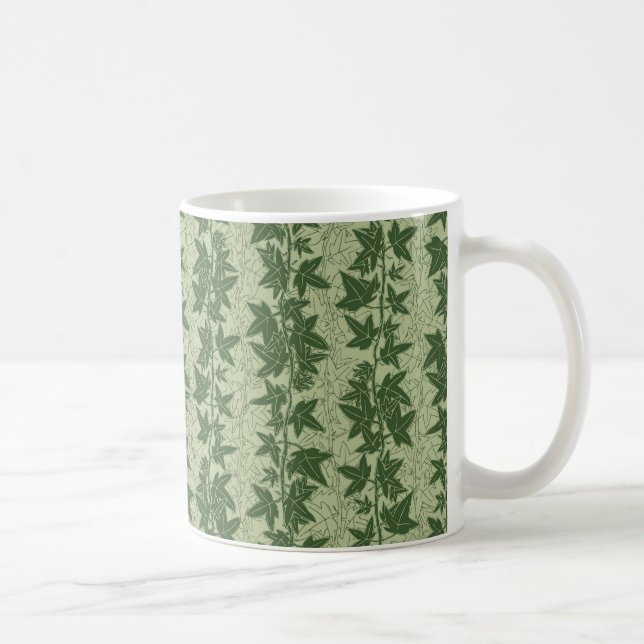 Taza De Café Hedera Ivy Vines - patrón D_L verde botánico. (Derecha)