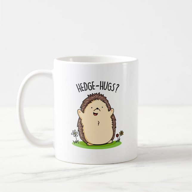 Taza De Café Hedge Hugs Funny Hedgehog Pun (Izquierda)