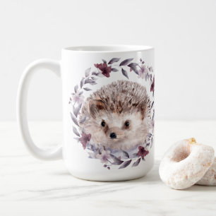 Taza De Café Hedgehog Cute Wildlife Watercolor Ilustration Art
