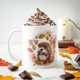 Taza De Café Hedgehog de acuarela de las vibraciones de otoño -