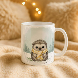 Taza De Café Hedgehog Mug Cute Watercolor Winter Christmas Gift
