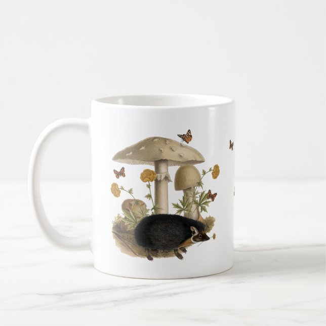 Taza De Café Hedgehog Mushroom Woodland (Izquierda)