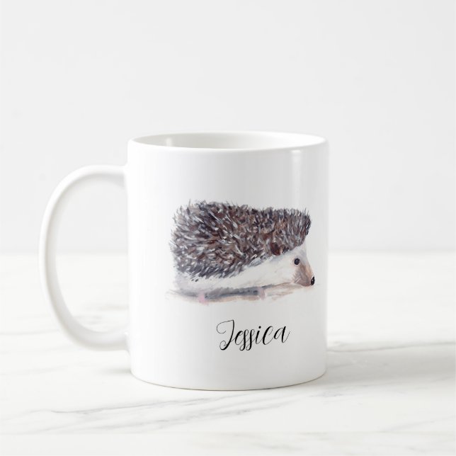 Taza De Café Hedgehog Pintar acuarela Animal de vida salvaje (Izquierda)