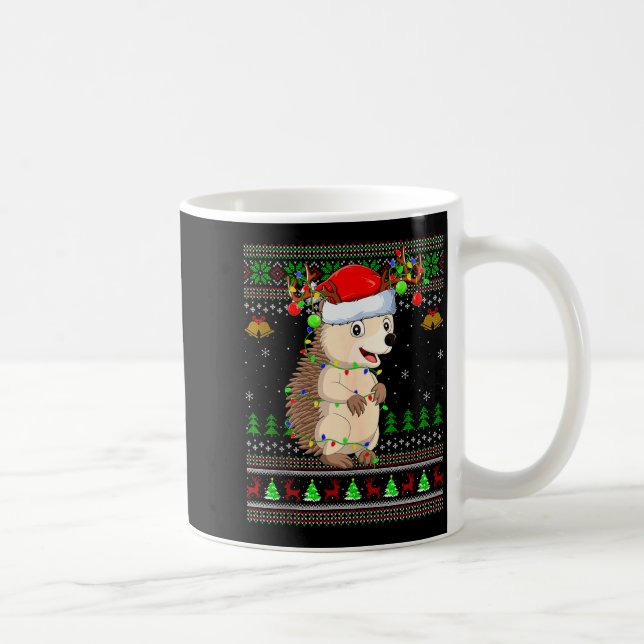 Taza De Café Hedgehog Ugly Christmas Sweaters Holiday Santa Cut (Derecha)