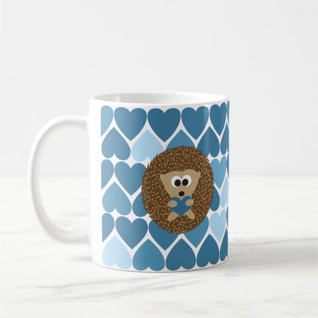 Taza De Café Hedgehog y Corazón Azul (Izquierda)