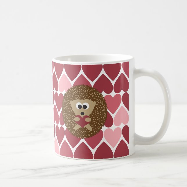 Taza De Café Hedgehog y corazones (Derecha)