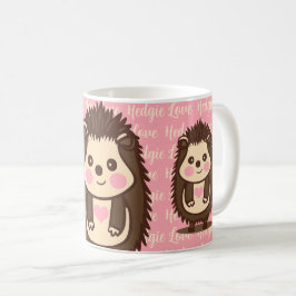 Taza De Café Hedgie Love Cute Hedgehog Con Corazón Rosa