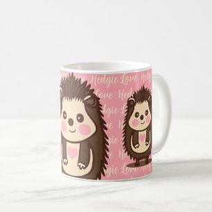 Taza De Café Hedgie Love Cute Hedgehog Con Corazón Rosa