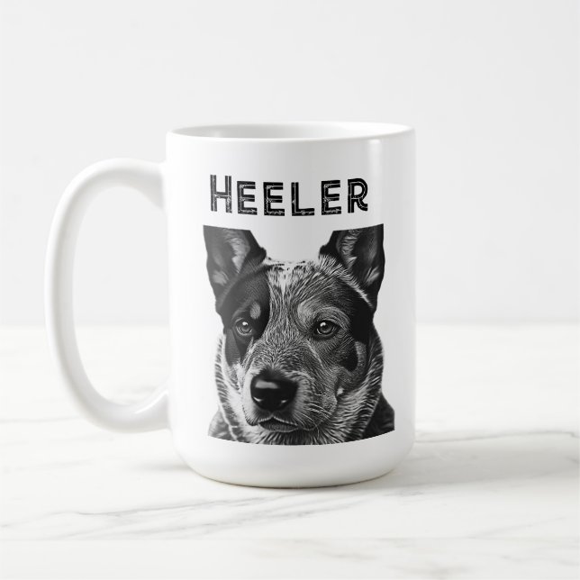 Taza De Café Heeler (Perro Heeler Azul) Closeup (Izquierda)