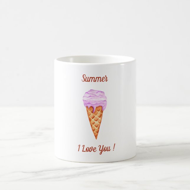 Taza De Café Helado Cream Te Amo Café De Verano Agradable Mug (Centro)