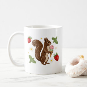 Taza De Café Helado De Ardilla Caprichosa Fresa Botánico