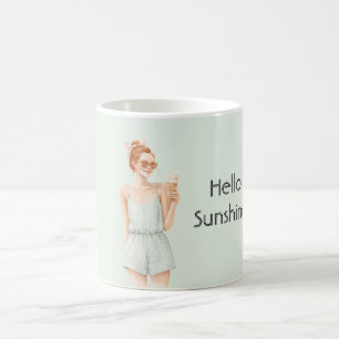 Taza De Café Helado de menta pelirroja Hola Playa Sunshine