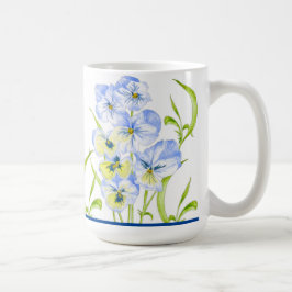 Taza De Café Helados Pansies azules sobre un tazón clásico (15 