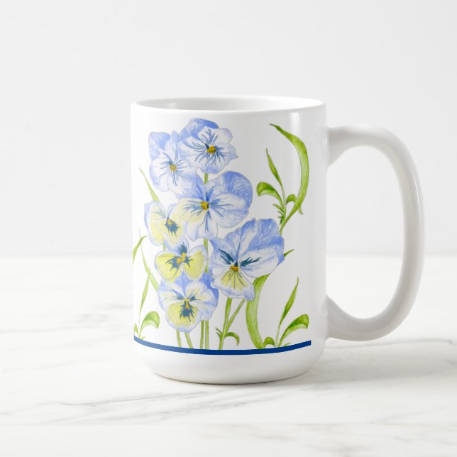 Taza De Café Helados Pansies azules sobre un tazón clásico (15  (Derecha)