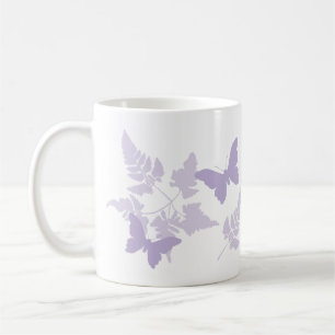 Taza De Café Helechos púrpuras de la lavanda de las mariposas
