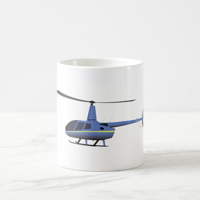 Taza De Café Helicóptero amarillo y azul claro (Centro)