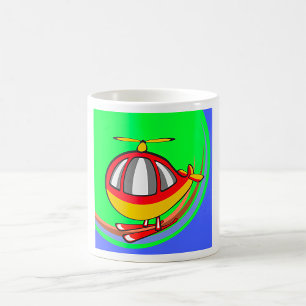Taza De Café Helicóptero Amarillo Y Rojo