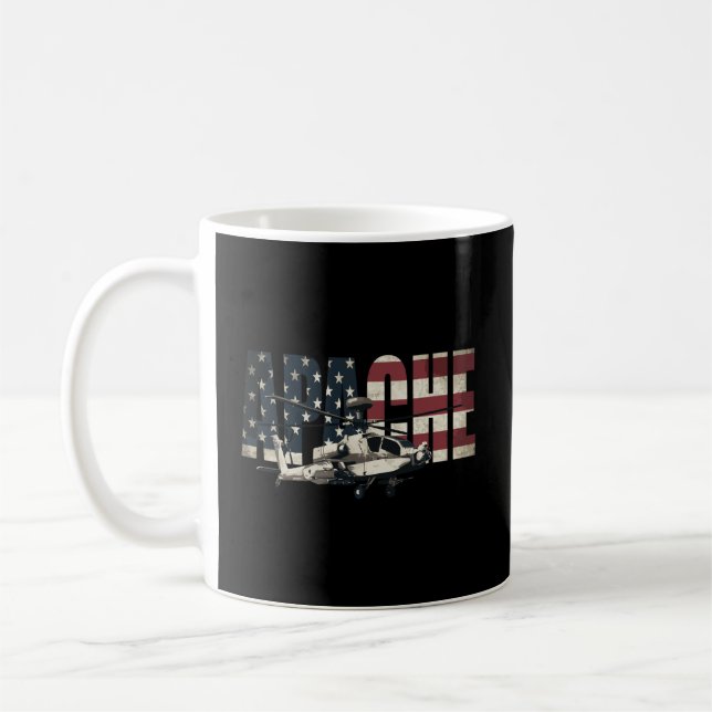Taza De Café Helicóptero Apache Ah-64 Ah64 Us Bandera Estadouni (Izquierda)