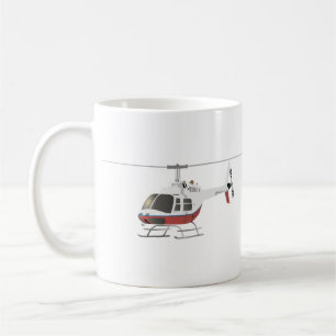 Taza De Café Helicóptero blanco y rojo