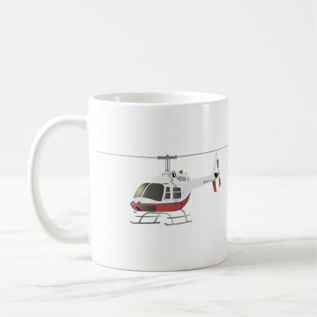 Taza De Café Helicóptero blanco y rojo (Izquierda)