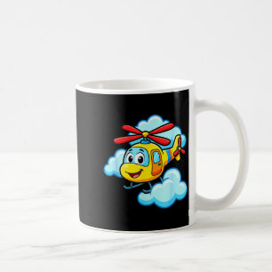 Taza De Café Helicóptero de dibujos animados amarillo lindo hel