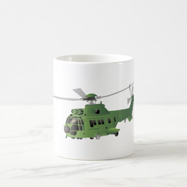 Taza De Café Helicóptero del vector verde (Centro)