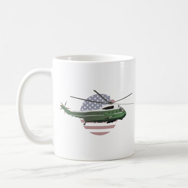 Taza De Café Helicóptero marino con bandera estadounidense (Izquierda)