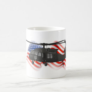 Taza De Café Helicóptero negro patriótico de los militares de