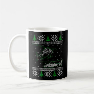 Taza De Café Helicóptero Piloto Navidades feos Sweater Chopper