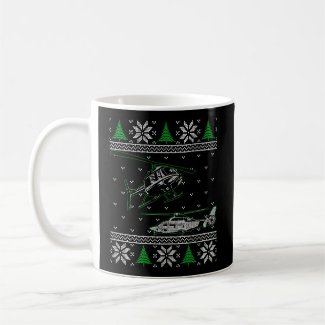 Taza De Café Helicóptero Piloto Navidades feos Sweater Chopper  (Izquierda)