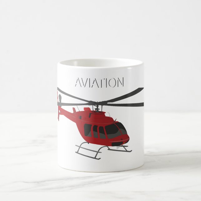 Taza De Café Helicóptero Vector Rojo (Centro)