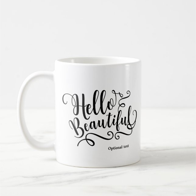Taza De Café HELLO BEAUTIFUL Tipografía Personalizada (Izquierda)