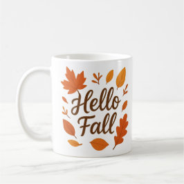 Taza De Café Hello Fall Autums Leaves Mug | Cómodo café estacio