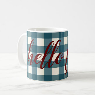 Taza De Café Hello Fall Elegant Otumant Red Navy Blue Organic 