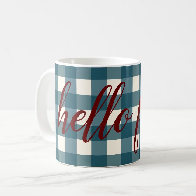 Taza De Café Hello Fall Elegant Otumant Red Navy Blue Organic  (Anverso izquierdo)