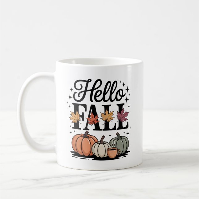 Taza De Café Hello Fall Pumpkin Autumn (Izquierda)