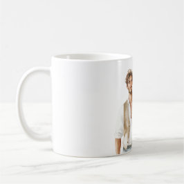 Taza De Café Hello Handsome Man White Shirt Cream Vest