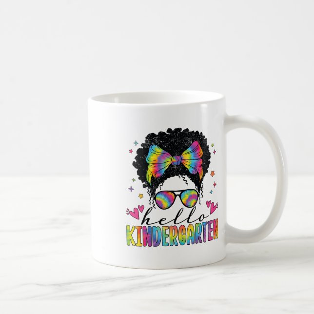 Taza De Café Hello Kindergarten Back To School Black Women Teac (Derecha)
