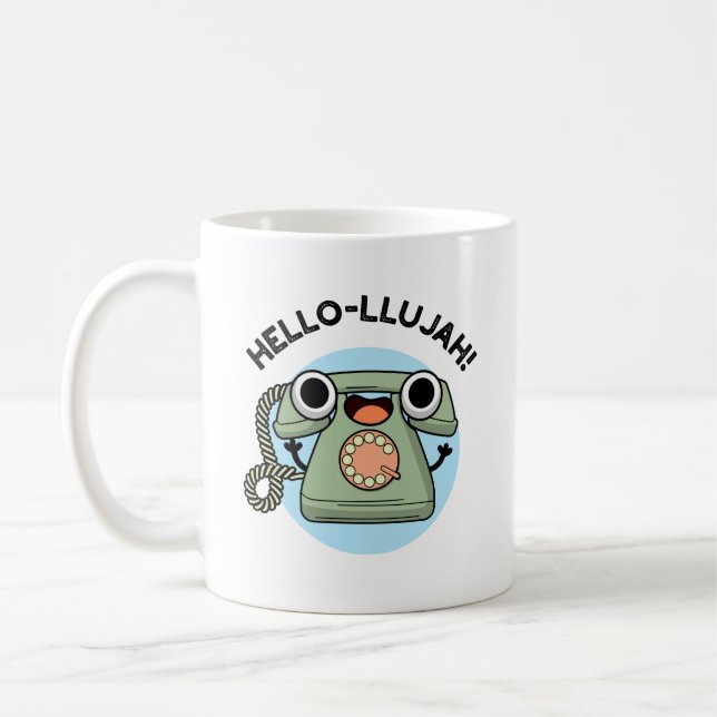 Taza De Café Hello-lujah Funny Telephone Pun (Izquierda)