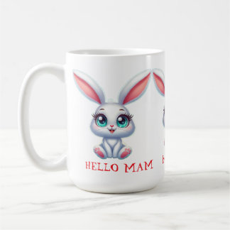 Taza De Café Hello Mom Mug – Cute Bunny Coffee Cup