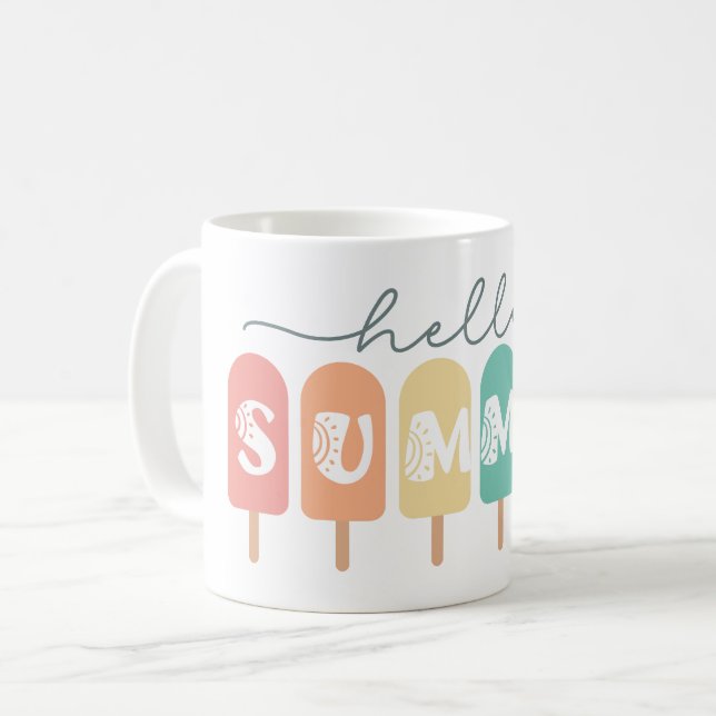 Taza De Café Hello Summer Popsicle Colorful (Anverso izquierdo)