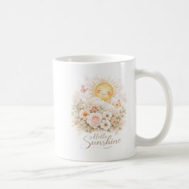 Taza De Café Hello Sunshine Design – Cute Sun and Floral 