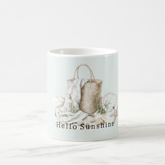 Taza De Café Hello Sunshine Mint Beach Shells Starfish Bag (Centro)