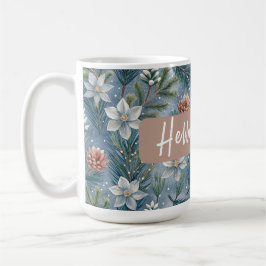 Taza De Café Hello Winter Pines & Flowers