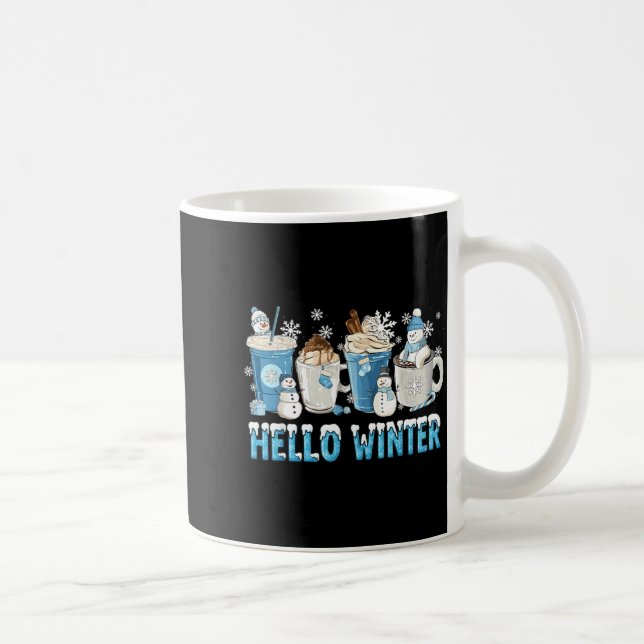 Taza De Café Hello Winter Sweet Cozy Coffee Lovers Snowman Chri (Derecha)