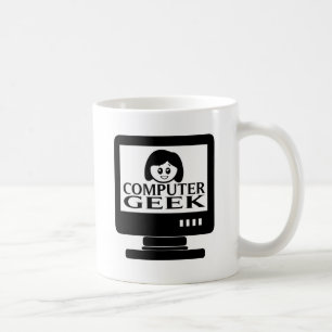 Taza De Café Hembra del chica del friki del ordenador