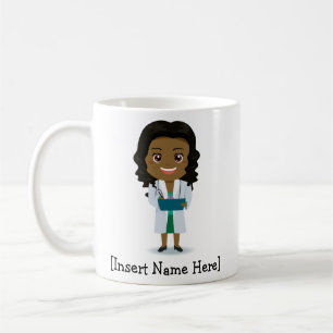 Taza De Café Hembra negra/africana del médico lindo