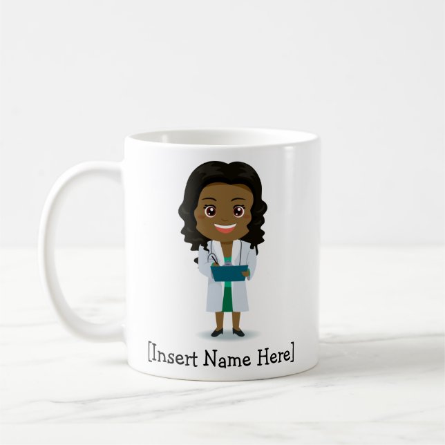 Taza De Café Hembra negra/africana del médico lindo (Izquierda)
