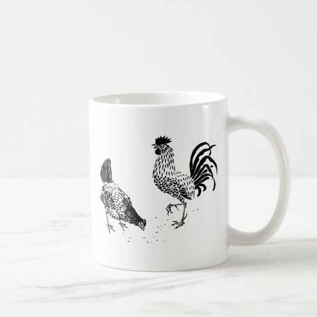 Taza De Café Hen y Rooster recorren la tierra (Derecha)